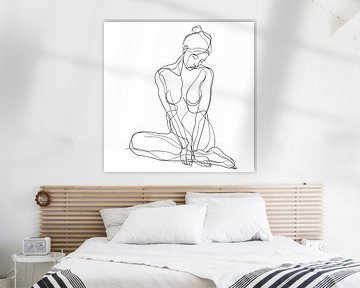 Line drawing portrait of nude woman by Vlindertuin Art