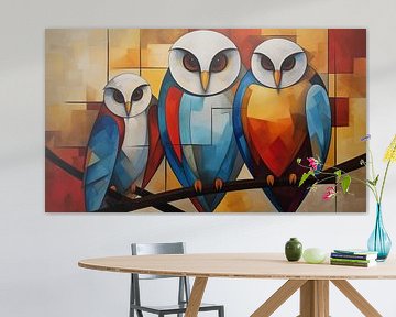 Abstract owls cubism panorama by TheXclusive Art