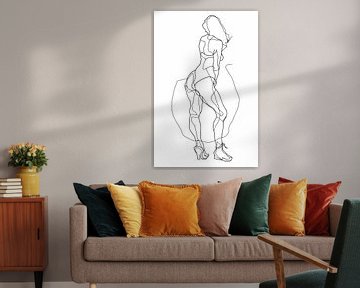 Vrouwenportret in zwarte lijn van Vlindertuin-Art
