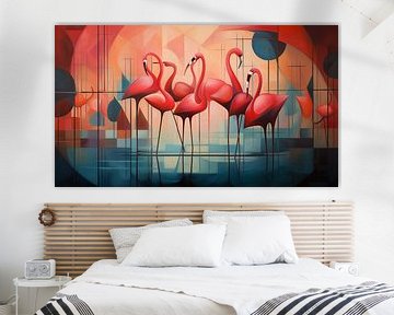 Flamingo's abstract panorama van TheXclusive Art