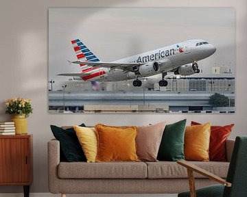 Décollage de l'Airbus A319-100 d'American Airlines. sur Jaap van den Berg