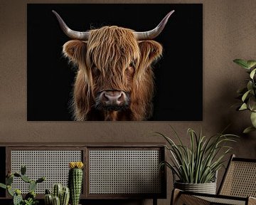 Portrait d'une vache écossaise des Highlands sur Vlindertuin Art