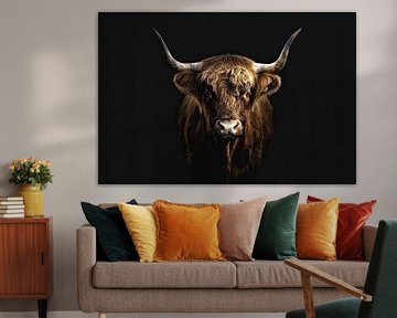 Portrait d'une vache écossaise des Highlands sur Vlindertuin Art