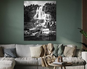 Waterval Tvindefossen in Zwart-Wit van Henk Meijer Photography