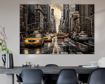 Verkeer op 5th Avenue NYC in de avond