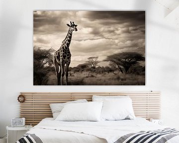 Giraffe in de dierenwereld van de savanne, monochroom van Animaflora PicsStock