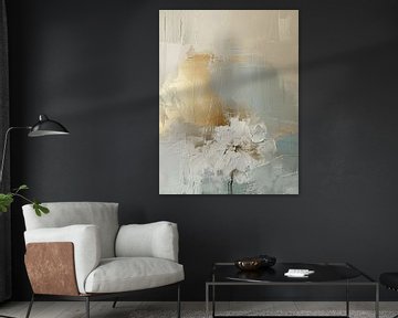 Modern abstract in wabi-sabi style with gold accent by Japandi Art Studio