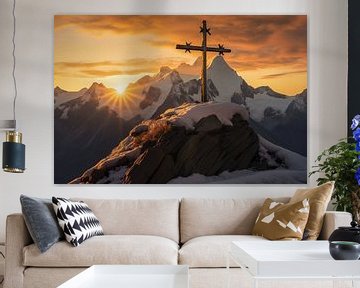 Mont Blanc summit with cross at sunrise by Animaflora PicsStock