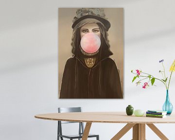 Classic bubble gum portrait van W. Vos