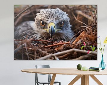 Jonge adelaar in een nest, in de lente van Animaflora PicsStock