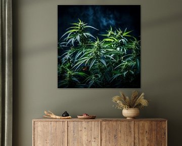 Cannabis plant on a black background by ArtOfPictures