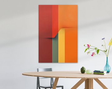 Design minimaliste de poster abstrait à rayures aux couleurs rétro et chaudes sur Frank Daske | Foto & Design