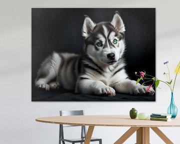 Hond | Husky puppy met Groene Ogen van Art Twist by M