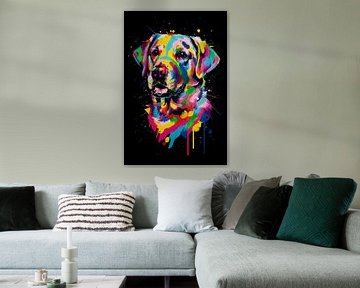 Labrador Retriever dans une explosion de couleurs - Une œuvre d'art dynamique pour les amis des chiens sur Felix Brönnimann