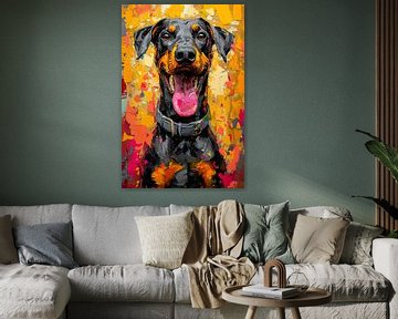 Dobermann Passion - Abstracte uitdrukking voor hondenfans van Felix Brönnimann