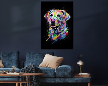Pop Art Kleurrijke Labrador Droom - Abstract hondenkunstwerk voor dierenliefhebbers van Felix Brönnimann