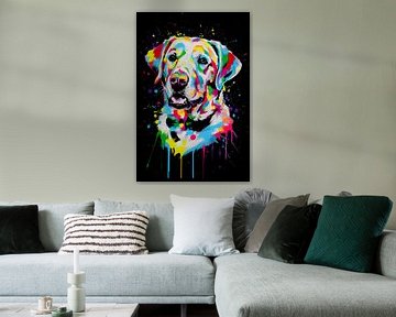 Pop Art Kleurrijke Labrador Droom - Abstract hondenkunstwerk voor dierenliefhebbers van Poster Art Shop
