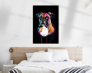Pop Art Neo-Expressionistische Boxer - kleurdynamiek in een hondenportret voor kunstliefhebbers van Poster Art Shop