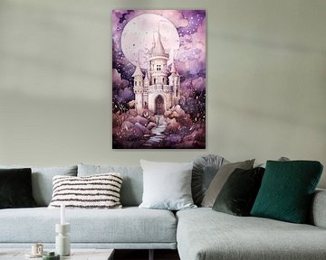 watercolor purple magical castle by haroulita