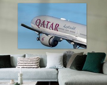 Qatar 777 take off wing shot van Arthur Bruinen