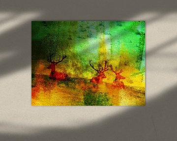 Three abstract deers