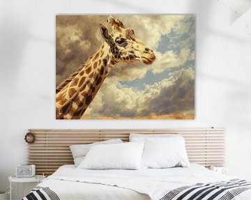 Giraffe in the clouds - surreal by Eva Lee