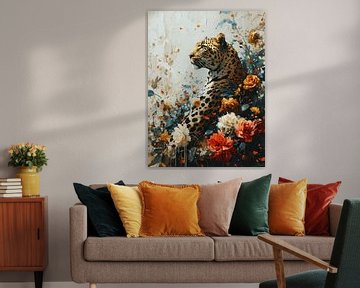 Leopard in Bloom - Wildheit trifft auf Eleganz von Eva Lee