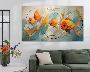 Abstraktes Goldfisch-Kubismus-Panorama von TheXclusive Art