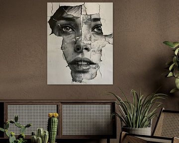 Cracked Paper Portret Vrouw van It starts with Art