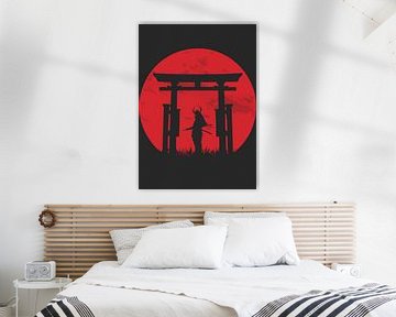Samurai silhouet in Japan Gate van Rez Design