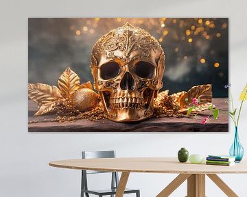 Gouden schedel met kunst van Mustafa Kurnaz