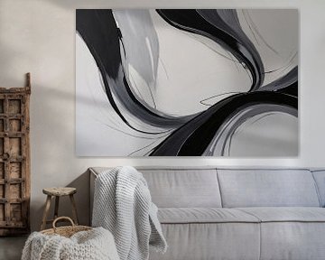 Art minimal noir et blanc sur De Muurdecoratie