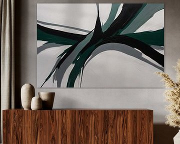 Peinture minimaliste avec verdure sur De Muurdecoratie