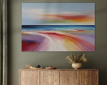 Strand abstrakte Regenbogenfarben von De Muurdecoratie