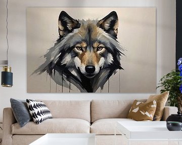 Portrait tête de loup sur De Muurdecoratie