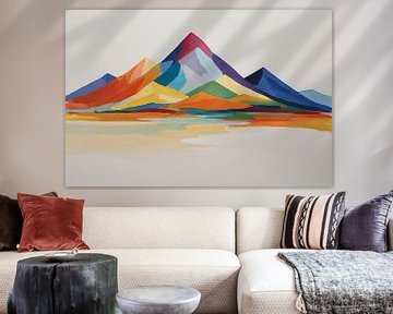 Paysage de montagne aux couleurs vives sur De Muurdecoratie