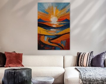 Daling van de zon abstract van Art & Soul Creations