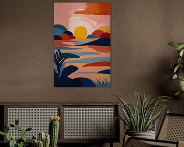 Zonsondergang in Henri Matisse stijl van De Muurdecoratie