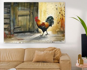 abstract farm rooster / hen by Gelissen Artworks