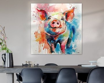 Abstraktes Bauernschwein von Gelissen Artworks