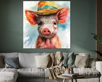 cochon de ferme abstrait sur Gelissen Artworks