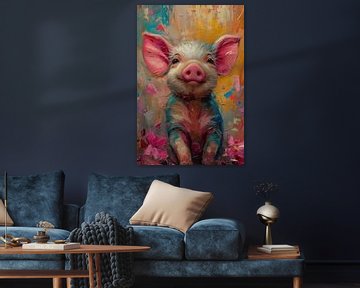 Abstraktes Bauernschwein von Gelissen Artworks