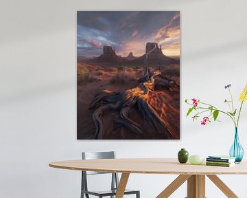 Monument Valley in de ochtendgloed van fernlichtsicht
