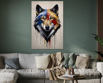 Portrait loup sur De Muurdecoratie