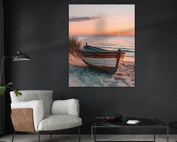 Vissersboot in de zonsondergang
