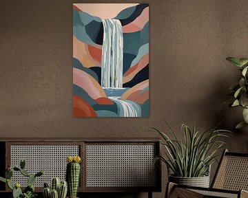 Waterval in pastelkleuren van De Muurdecoratie