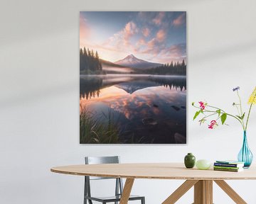 Trillium Lake in de schemering van fernlichtsicht