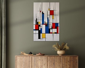 Abstraktion im Stil von Piet Mondrian von De Muurdecoratie