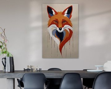 Portrait de renard sur fond beige sur De Muurdecoratie