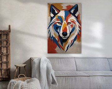 Colourful wolf by De Muurdecoratie